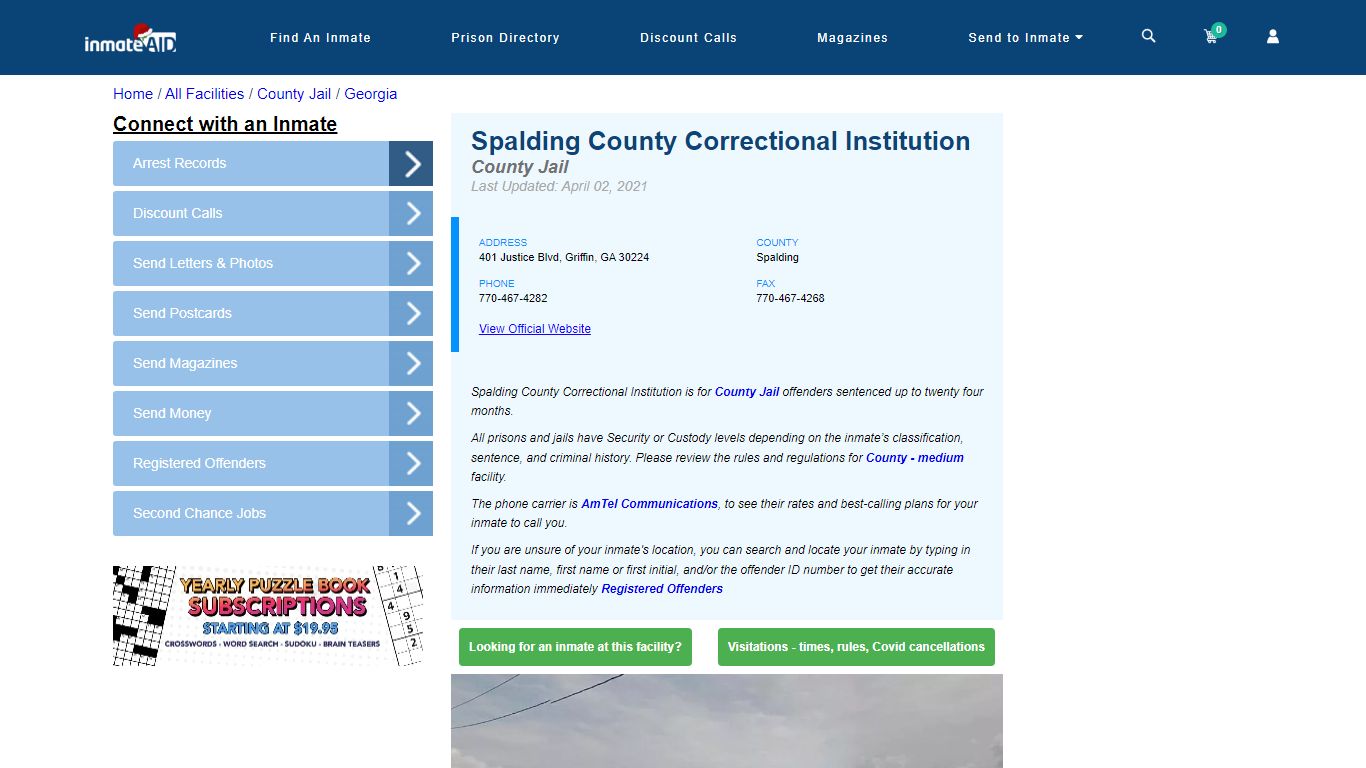 Spalding County Correctional Institution - Inmate Locator - Griffin, GA